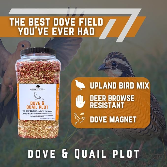 Dove and Quail Food Plot Seed Mix for Dove, Quail, Turkeys, Game Birds, 1/3 Acre or 1.5 Acres, Millet and Sorghum, Deer Browse Resistant, Drought Tolerant