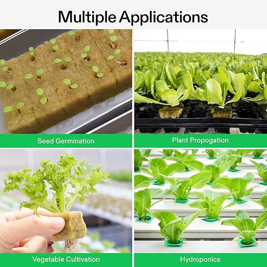 VIVOSUN 1" Rockwool Cubes, 200 Plugs Stonewool Starter Grow Cubes for Cuttings, Cloning, Plant Propagation, Seed Starting, Hydroponic Grow Media for Vigorous Plant Growth, 4 Sheets of 200 Plugs