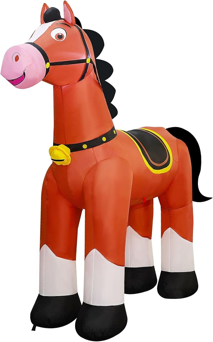 Lulu Home 6.2FT Giant Christmas Inflatable Horse, Blow Up Horse with Built-in LED Lights, Air-Blown Animal Holiday Display for Indoor Outdoor Yard Lawn Farm Ranch Animal Themed Party Decoration