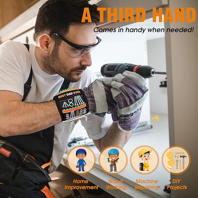 Father's Day Gifts for Dad from Daughter Son, Magnetic Wristband Tool Belt for Holding Screws, Cool Gadgets Birthday Gift Christmas Stocking Stuffers for Men Him Husband Handyman - Best Dad Ever Gifts