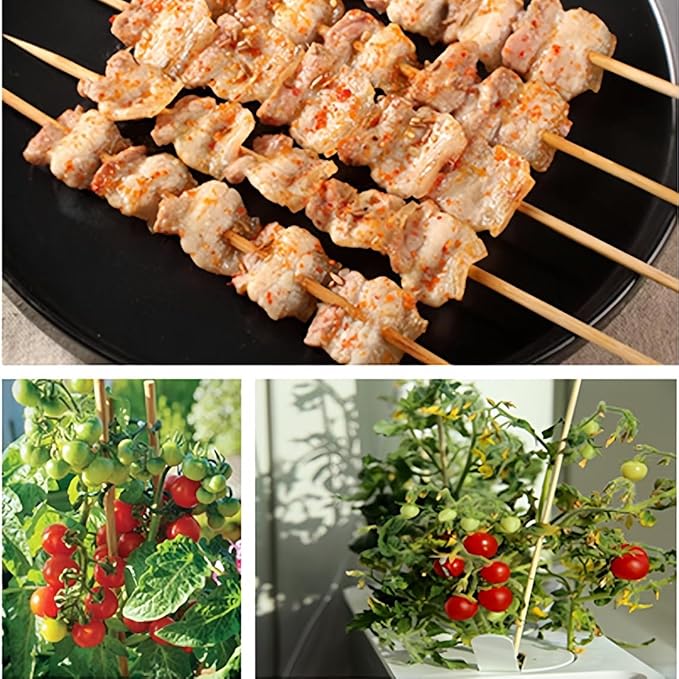 100 Pack 18'' Natural Bamboo Plant Stakes, Wood Plant Supports, Wood Garden Sticks for Plants Tomato Floral Potted, Wooden Sign Posting Garden Sticks