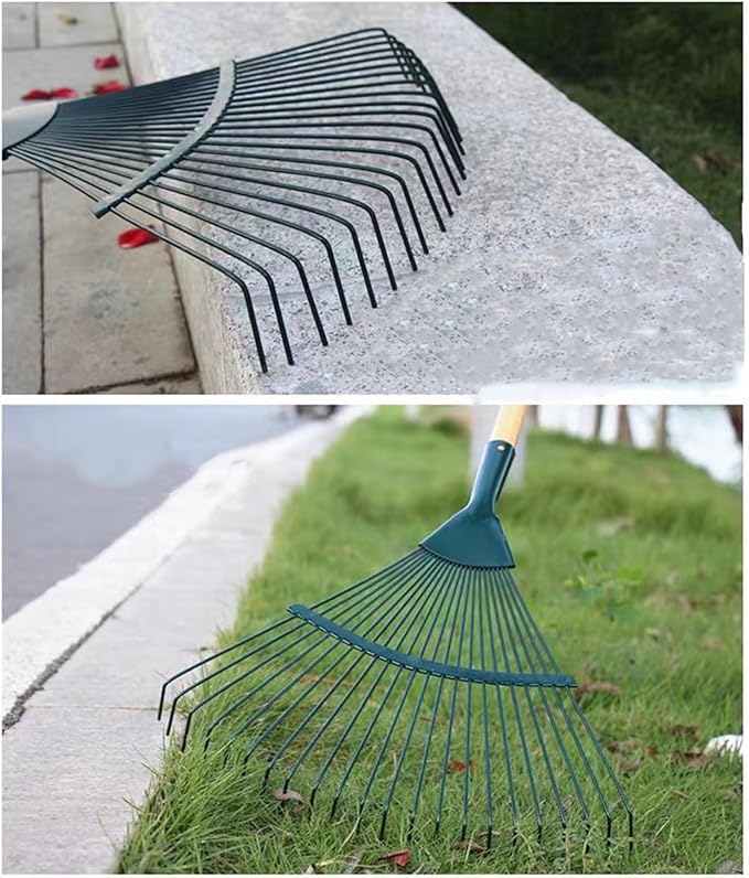 Landscape Rake,Rake Head Replacement Rakes for Lawns,Garden Rakes Head Replacements 22 Teeth Steel Fan Leaf for Lawn Yard Flowers Beds Farm Gardening,with Gloves (16.54 X 15.75 in)