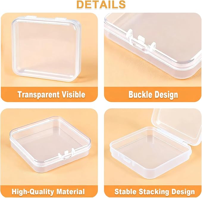 14 PCS Clear Plastic Small Storage Containers with Lids, Mini Rectangular Organizer Boxes in Multiple Sizes for Jewelry, Beads, Buttons, Nail Arts, Seeds, Screws, Thread and Other Small Parts