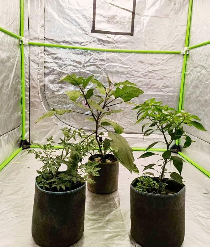 HORTIPOTS Fabric Pots 5 Gallon Non So Floppy Air Pruning Smart Grow Bags Black Gray (Pack of 10)