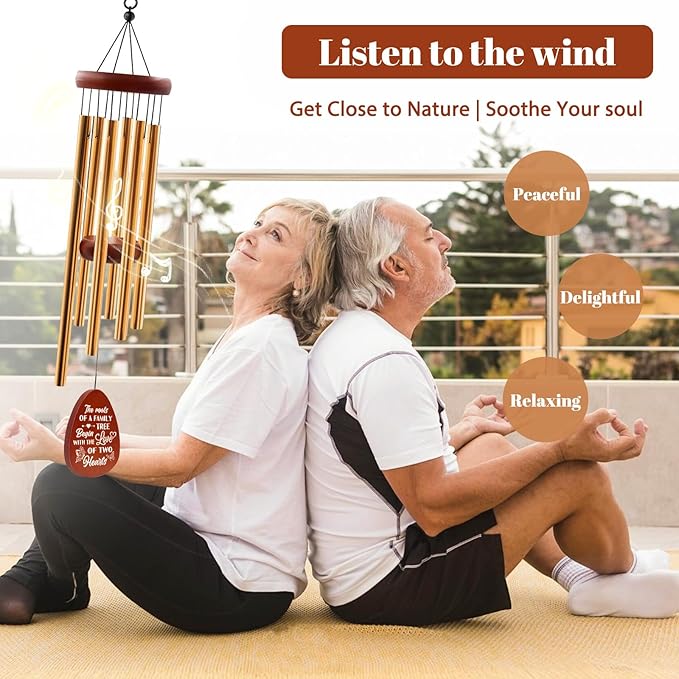 50th Anniversary Wind Chimes, 50th for Christmas for Couples Parents, 50 Year Wedding Decorations for Garden Home Outdoors, Golden Anniversary Keepsake Gifts Ideas, 25in