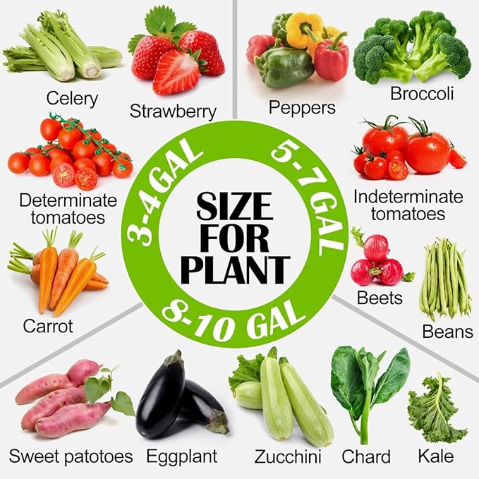 3 Gallon Grow Bags 6 Pack,Premium 3 Gallon Fabric pots for Healthy Plant Growth - Durable and Reusable Garden Bags to Grow Vegetables,Fruits,and Flowers