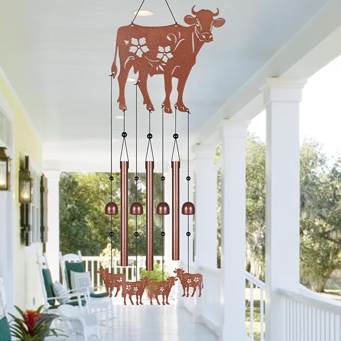 Metals Cow Wind Chimes for Outside to Create a Zen Atmosphere Suitable for Outdoor Garden Patio Home Decor,Melodious Melodic Tones Wind Chimes Suitable as A Birthday Gift for Women Mom