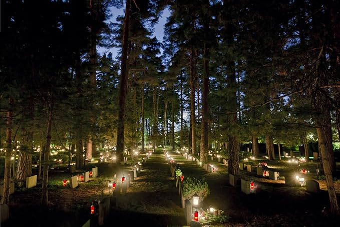Generic Gravesite Decorations for Cemetery with Eternal Light Memorial Lanterns for Halloween Candle Light Decorations with Stakes and Cross