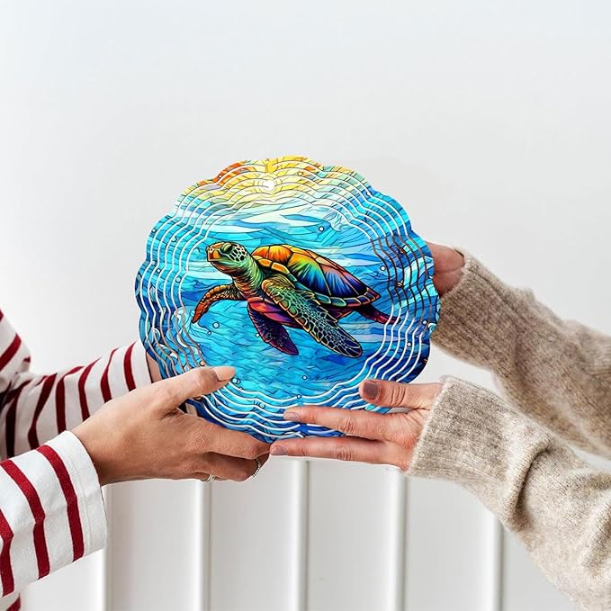 Turtle Yard and Garden Wind Spinner, Unique 3D Hanging Turtle Wind Spinner