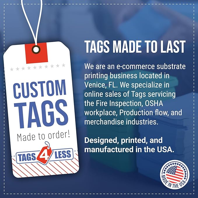 Tags 4 Less 15 Mil Waterproof Plastic Tags, Pack of 100 – 4” x 8” Heavy Duty Plastic Tags for Labeling, Outdoor Tagging, Equipment Labeling, Luggage, Valves & More (Dark Blue)