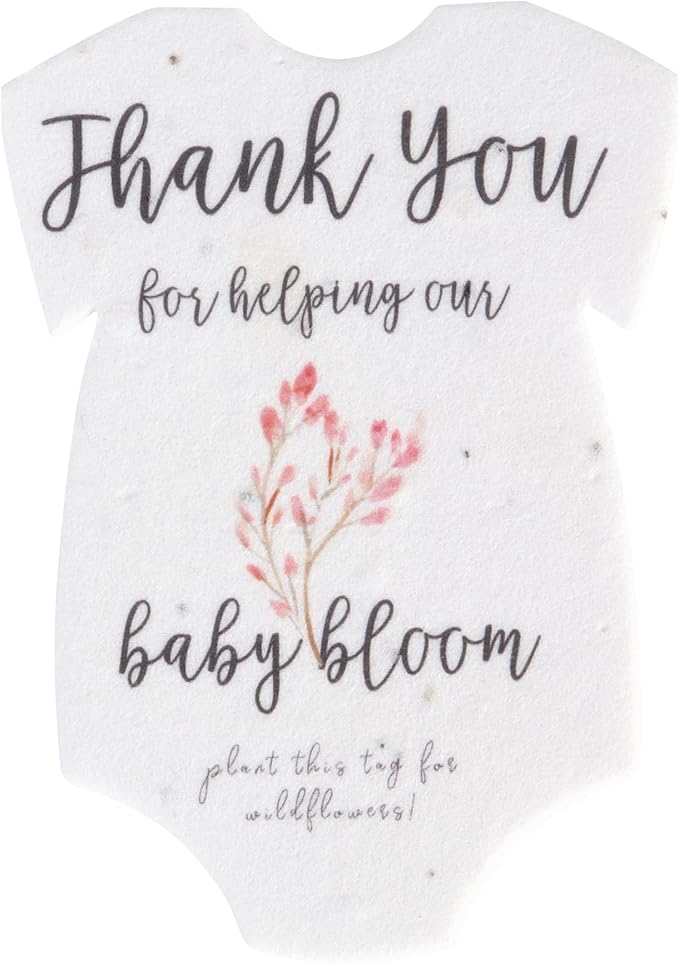 Onesie Seed Paper – 15Pcs Pink Baby Shower Favors for Guests with Wildflower Seeds, Writable & Plantable, Baby Shower Gifts for Guest