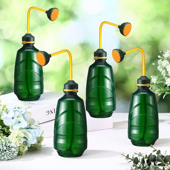 4 Pcs Small Watering Can for Seedlings Indoor Plant Flower Watering Pot 0.45L Succulent Squeeze Sprinkling Bottle for House Bonsai Spray(Green)