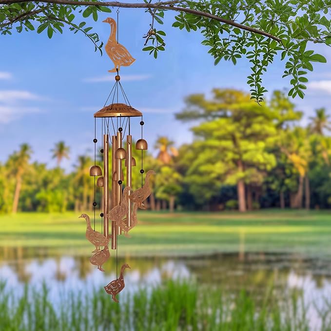 Goose Wind Chimes for Outside, Metal Windchimes Outdoors, Goose Gifts for Women/Men, Memorial/Birthday Gifts, Garden Decor for Outside, Patio or Yard, Durable Chimes for Outdoors
