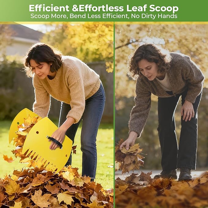2 Pack Large 18" Wide Metal Leaf Rake, 25 Tines,65” Long Handle,Heavy Duty Graden Rakes Set for Lawn Yard Pine Needles Mulch Thatch Debris Cleanup Set with 2 Pack 72Gallon Leaf Bags and Scoops