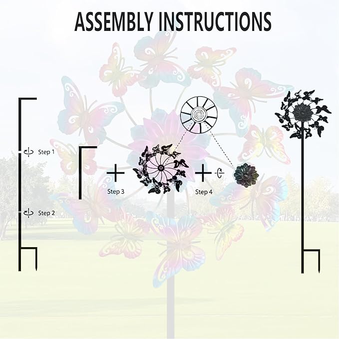 45" Butterfly Garden Wind Spinners for Yard, 12pcs Colorful Butterflies Kinetic Outdoor Decor, Wind Sculpture Yard Art Decorations for Patio, Lawn