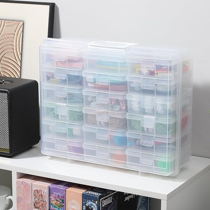 Plastic Storage Box Arts & Crafts Storage Boxes & Organizers With Large Storage Box Small Rectangular Plastic Container For Craft Storage (18 Pack Small -Clear)
