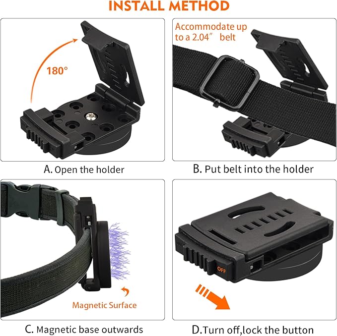 MUTUACTOR Magnetic Tool Belt Clip,Anti-Slip Magnet Tool Holder for Belt,Strong Magne Clip Tool Belt Accessories for Hammer Screwdrivers Adjustable Wrench Magnetic Tools and Hardware(1 Set)