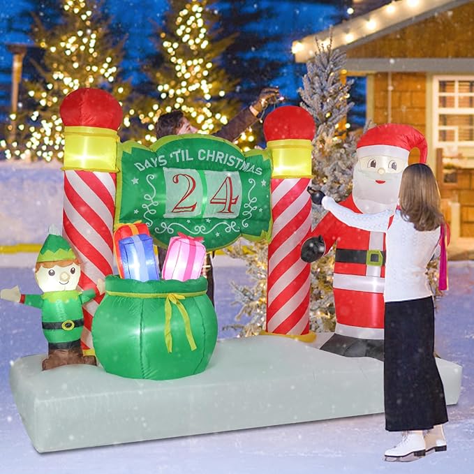 Vipush 6.9 FT Christmas Inflatable Decorations Countdown Christmas Decorations Outdoor Inflatable with LED Light, Outdoor Holiday Decor Blow Up Yard Decor