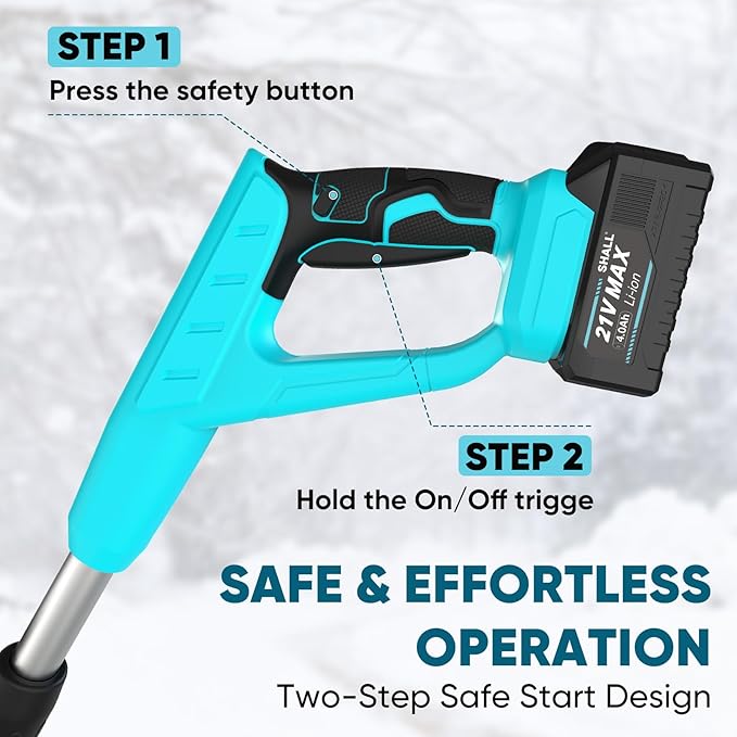 SHALL 21V Brushless Cordless Snow Shovel, 12" Cordless Snow Blower, 4AH Battery Powered Electric Snow Removal with Deflector & Dust Cover, 26FT Throw Distance for Driveway,Steps, Patio, Sidewalk
