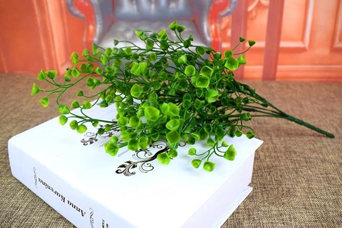 CATTREE Artificial Shrubs Bushes, Plastic Fake Green Plants Wedding Indoor Outdoor Home Garden Verandah Kitchen Office Table Centerpieces Arrangements Christmas Decoration - Green 4 pcs