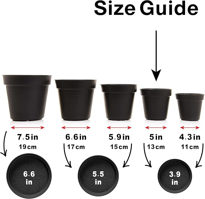 Mintra Home Garden Pots 4pk - Flowers, Herbs, Plants, Indoor, Outdoor, Colorful, Wholesale, Bulk (Purple, 13cm Diameter (5in))