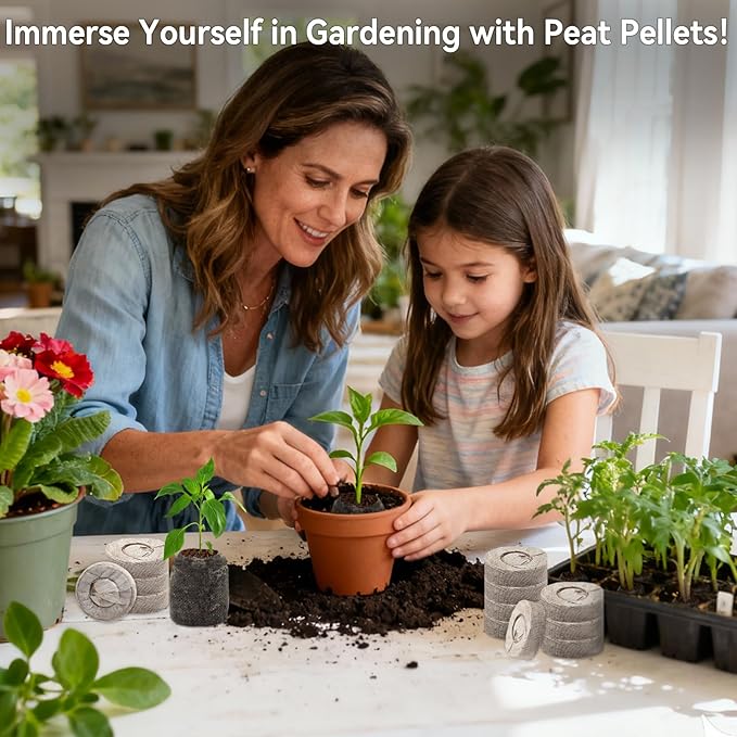 Halatool 300 Pcs 30mm Peat Pellets Block Potting Soil for Seedlings, Compressed Garden Soil Seed Starter Nutrient Peat Pods for Starting Seeds, Planting Flowers, Vegetables, Herbs