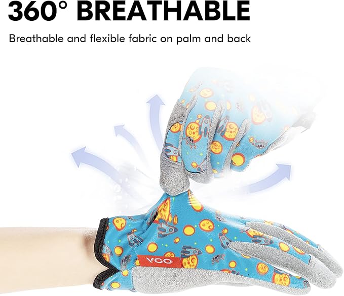 Vgo... 2-Pairs Age 3-4 Kids Gardening Gloves,Children Yard Work Gloves,Soft Safety Outdoor Playing Gloves (Size XS, Blue&Pink, KID-MF7362)