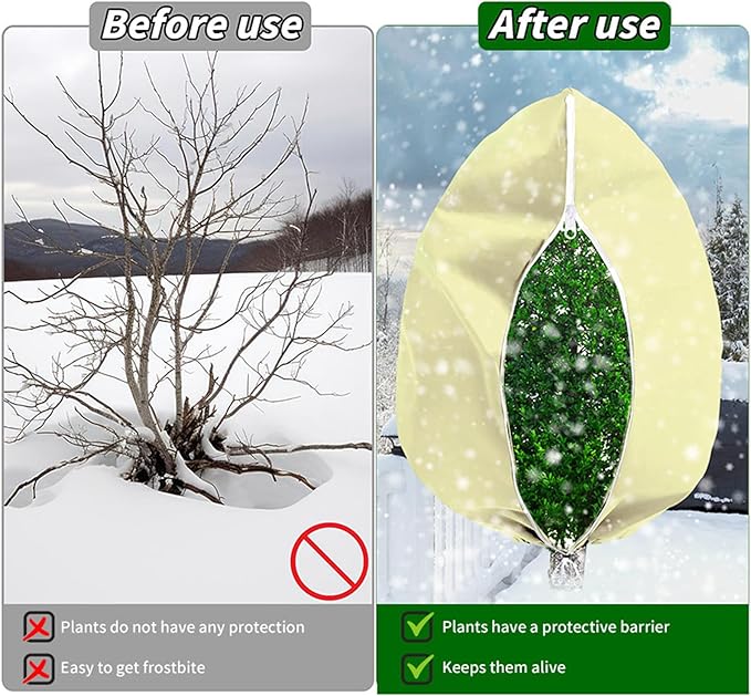 2-Piece Set of Tree Covers for Winter, 7.87 x 98.4 Inch Plant Frost Protection Covers, with Zipper and Drawstring Outdoor Winterizing Plant Blankets.