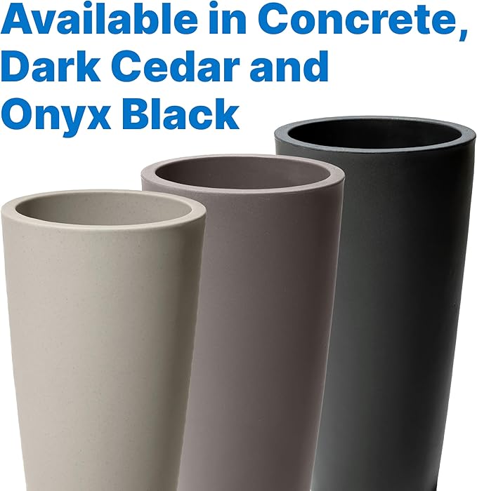 Step2 Tremont Tall Round Tapered Planter, Large Planters for Outdoor Plants, Gardening and Flower Pot for Patio or Porch, Efficient Drainage, Durable Plastic, Dark Cedar, 2-Pack