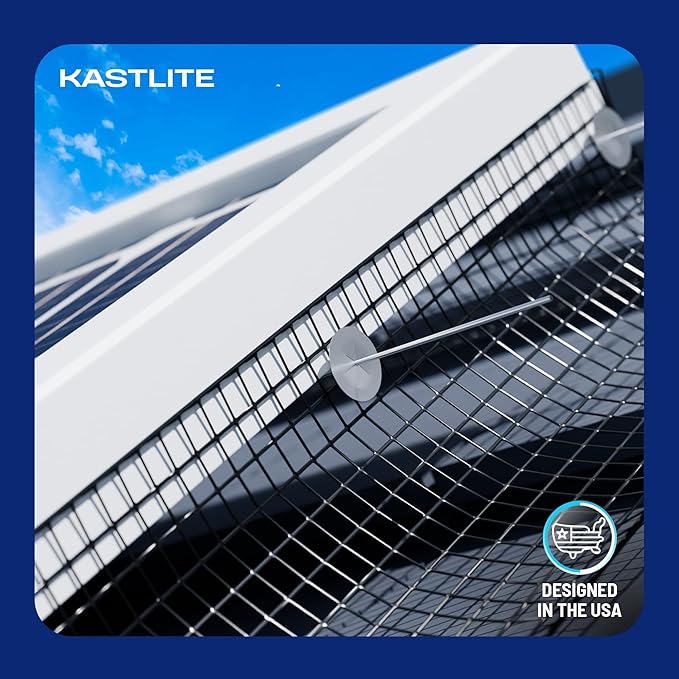 KastLite Solar Panel Bird Guard Mesh Kit - 6in x 100ft PVC Coated Galvanized Wire Screen with 100 Stainless Clips, Pliers & Gloves - No Drill Critter & Rodent Barrier Fence for Under Panels, Black