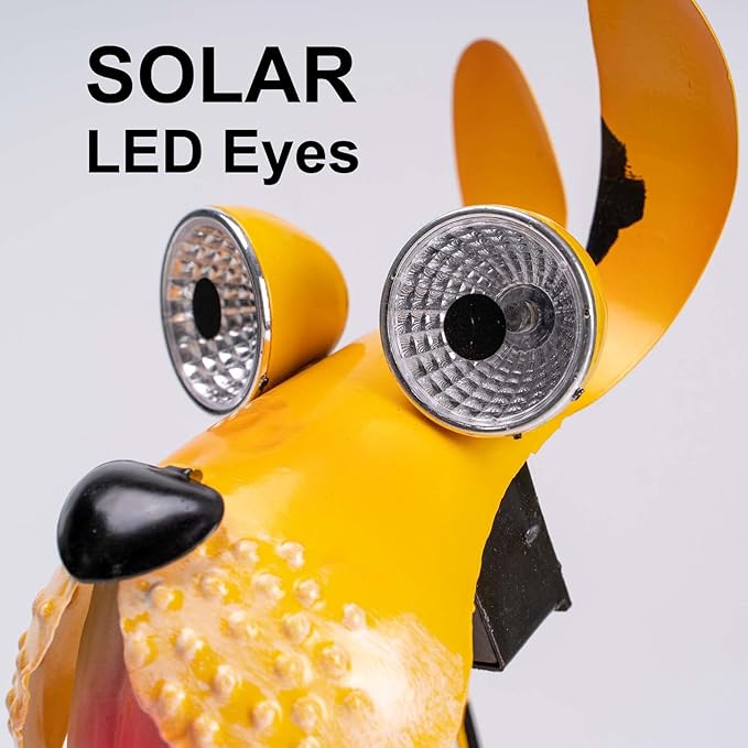 14”Solar Bike Dog Statue Lights Outdoor Metal Yard Art, Funny Bicycle Plant Stand for Garden Patio Decor Lawn Ornaments,Gift for Dog Lovers