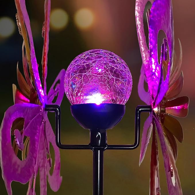 360°Solar Wind Spinner with Lights Sunflower Garden Outdoor Decor Yard Lawn Art Decor for Patio Kinetic Windmills Unique Gifts for Friends and Family 60.63'' H x 13.38'' Dia