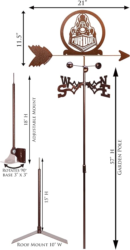 SWEN Products Purdue Boilermakers Weathervane Interchangeable Top Arrow Only