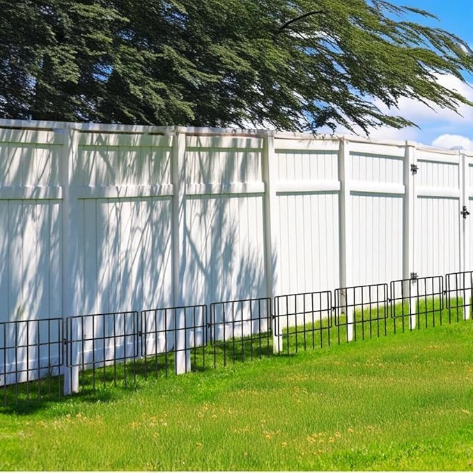 Decorative Garden Fence 17in x10.8ft,10 Pack Rustproof Metal No Dig Fence Animal Barrier for Dog and Rabbits,Square Flower Bed Edging Ornamental Wire Border Panel Fencing,Yard Patio Defense(Square)