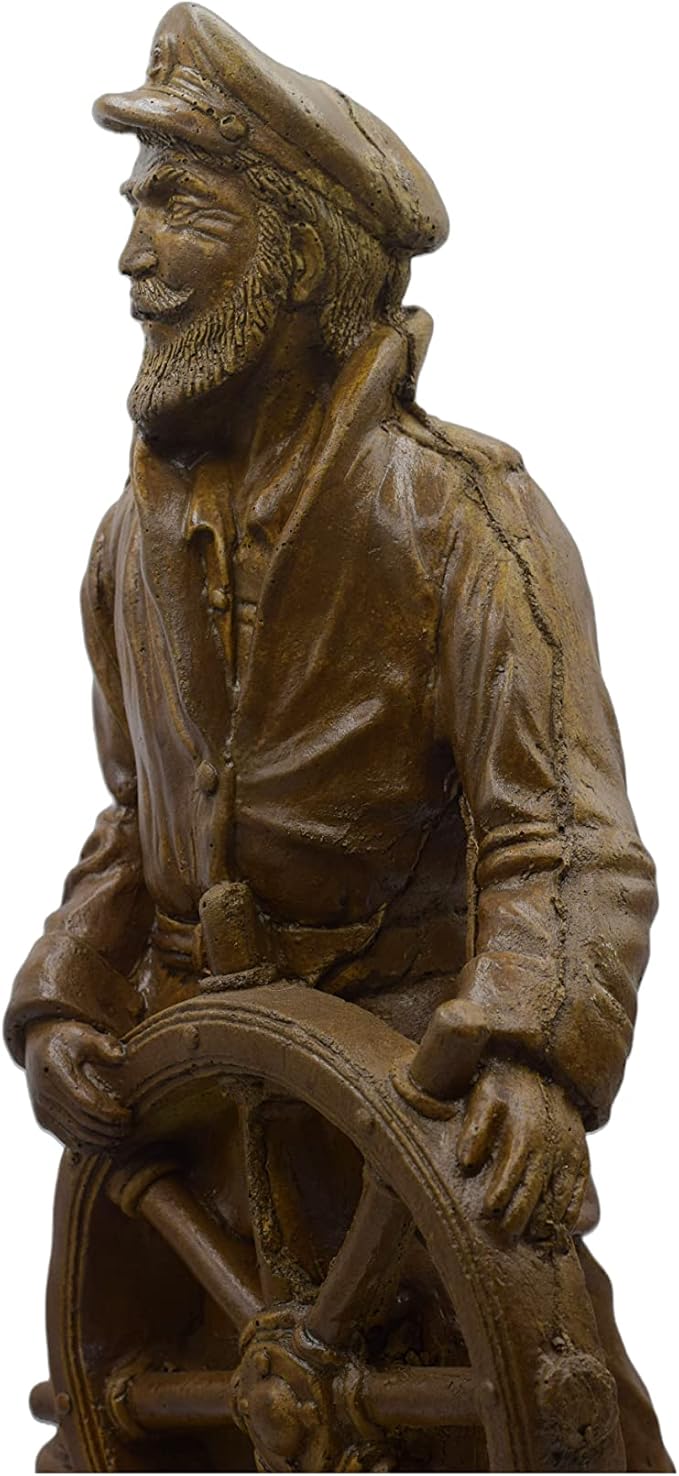 16" Sea Captain at Helm-16 Tall x 9" w x 9" d- Autumn Wheat