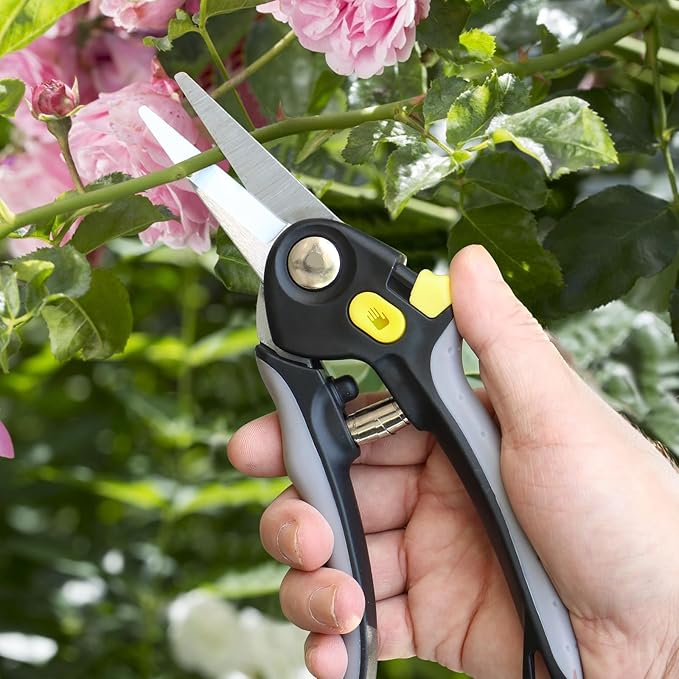 Jardineer Pruning Shears for Gardening, 3Pack Stainless Steel Garden Shears Set include Bypass Hand Pruner, Anvil Pruning Scissor, Pruning Snips for Flowers, Herbs and Small Branches