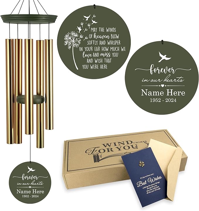 Personalized 30/36 inch Wind Chimes Memorial, Deep Tone Memorial Wind Chimes for Loss of Loved One/Mom/Dad, Sympathy Gifts for Bereavement