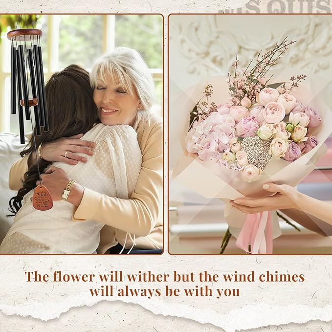 Memorial Sympathy Gifts for Loss of Mom, 32" Butterfly Memorial Wind Chimes for Loss of Mother Sympathy Gift, Bereavement Gifts for Loss of Mom, Windchimes in Memory of Mother