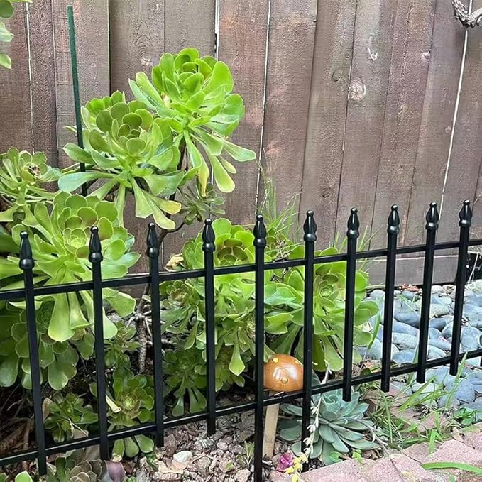 Metal Decorative Garden Fence 22" Wide x 18" High (5 Panels, Total Length 9.17 feet), Metal Border Folding Fence, Landscape Fencing for Flower Bed, Yard, Animal Barrier
