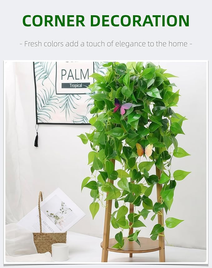 2 Pack Artificial Hanging Ivy Plants (3.6ft) - Fake Vine Greenery for Indoor/Outdoor Decor, Wedding & Photography - No Basket Included