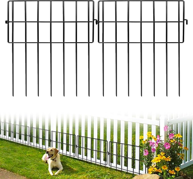 25 Pack Animal Barrier Fence No Dig Garden Defense, 25ft(L) x 13in(H) Rabbit Proof Garden Fencing with 1.2in Gaps, Metal Rabbit Fence, Dog Blocker Under Barriers for Flower Beds & Patio