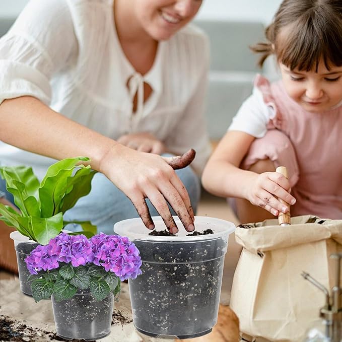 52 Pack 7/6/5/4 Inch Clear Nursery Pots with Drainage Holes,Plastic Plant Flower Pots for Planting,Succulents,Garden,Planters,Seed Starter,Indoor and Outdoor