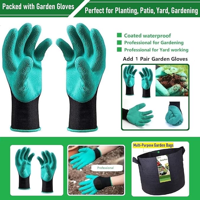 100 Gallon Large Raised Garden Bed Bag (40x20 inch) Big Garden Bag Sturdy Plant Grow Bag for Tomato,Potato Planter,Herb Veggies Planter Bag,Flower Bed,Yard Waste Bag,Lawn Debris Bag,Leaf Bag W/ Gloves