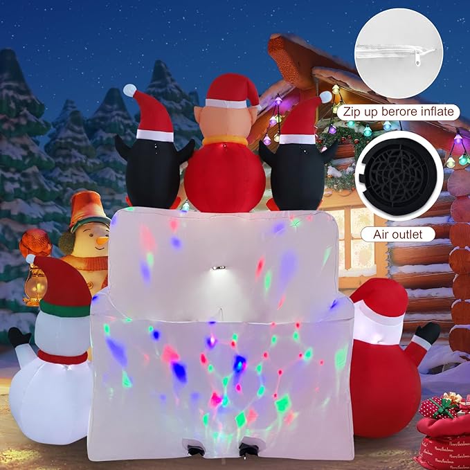 9ft Christmas Inflatable Outdoor Decorations, Snowman Inflatable Yard Decorations with LED Lights and Kaleidoscope Lights, Suitable for Indoor Outdoor Patio Garden Christmas Decorations