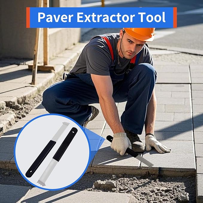 2Pcs Paver Removal Tool, Paver Extractor Tool Paver Puller with Joint Scraper Micro Teeth and Gripper Slots Paver Lifter Tool for Garden, Lawn, Patio, Yard Loose Brick Block Replacement