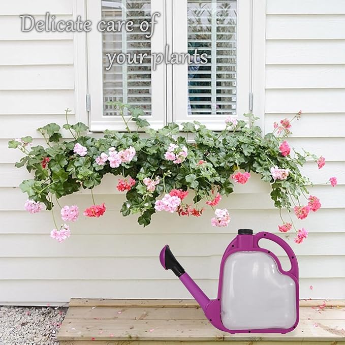 Foldable Watering Can 0.8 Gallon Transparent Plastic with Long Spout & Ergonomic Handle, Compact for Indoor Outdoor Plants(Purple)