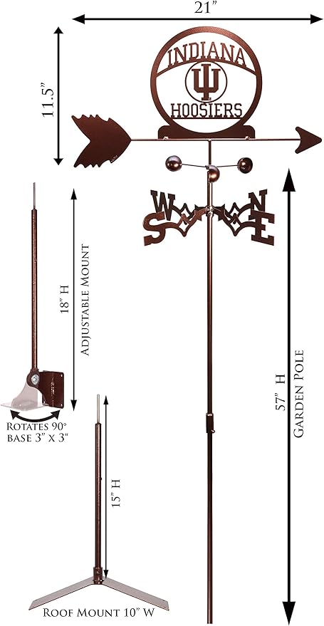 SWEN Products Indiana Hoosiers Weathervane (Adjustable Mount Include)