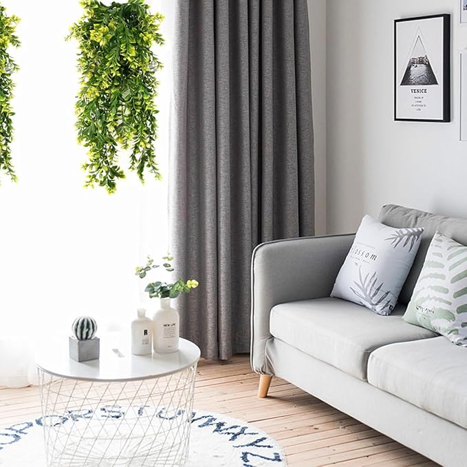 Artificial Hanging Plants, Fake Vines Decoration Plastic Leaves Faux Ivy Foliage Rattan Greeny Vine Plant for Wedding Indoor Outdoor Home Garden Bedroom Office Wedding Christmas Decor - Yellow 4 Pack