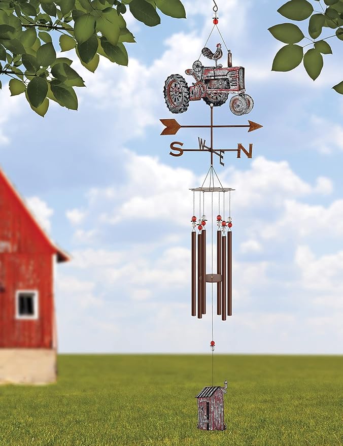 Sunset Vista Designs Barnyard Wind Chime, 44-Inches, Tractor