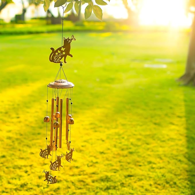 Cat Wind Chimes for Outside,Cat Gifts for Women Men/Memorial Gift/Birthday Gifts/Metal windchimes Outdoors/Indoors,Garden Decor,Patio,Home,Porch,Yard Decorations